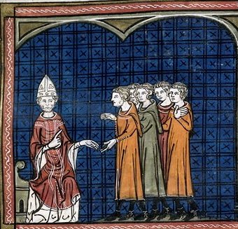 III. Ince pápa kiátkozza az albigenseket, ábrázolás a XIV. századból