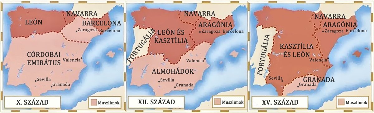 Területi változások a X. és XV. század között az Ibériai-félszigeten